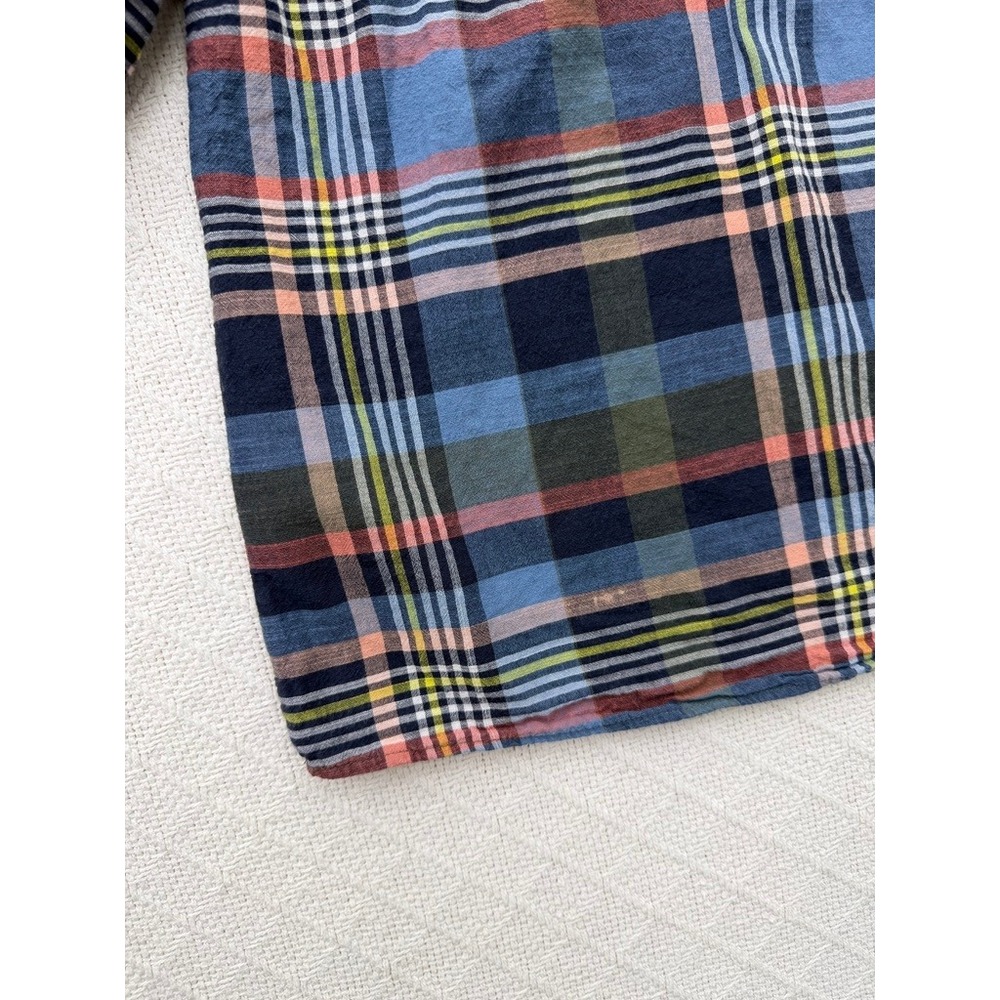 Brooks Brothers Plaid 100% Cotton Smocked Ruffle Blouse Lightweight Womens Small - Picture 6 of 7
